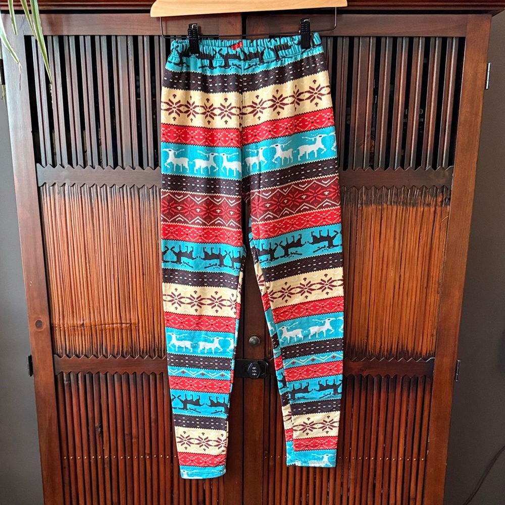 Festive Patterned Thermal Fleece Leggings